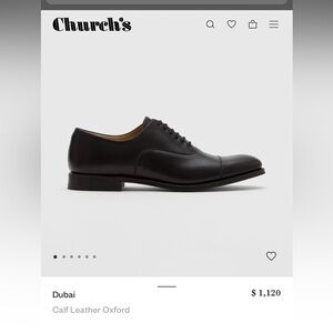 NWOT Church’s Dubai calf leather oxfords US 10 , UK 9 F
